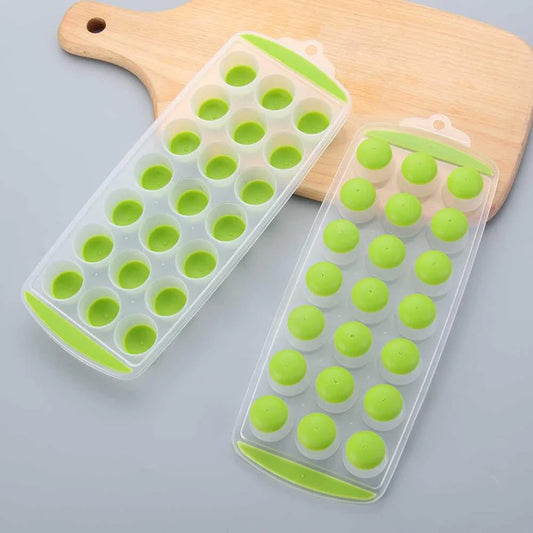 (Pack of 2) 21 Round Slots Diy Ice Cube Tray Summer Ice Mold Soft Silicone Ice Cream Tools