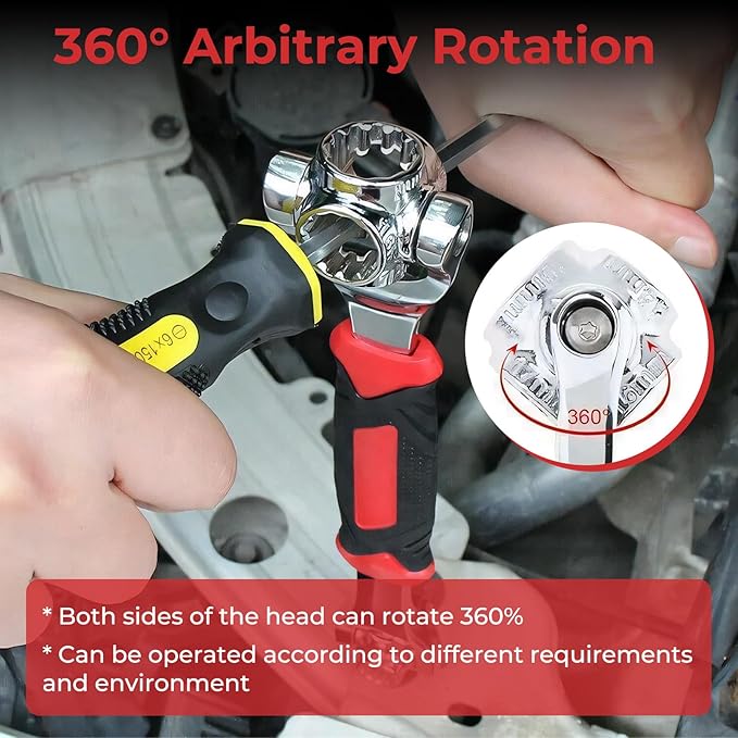 🔧 8-in-1 Universal Socket Wrench – 360° Rotating Tool