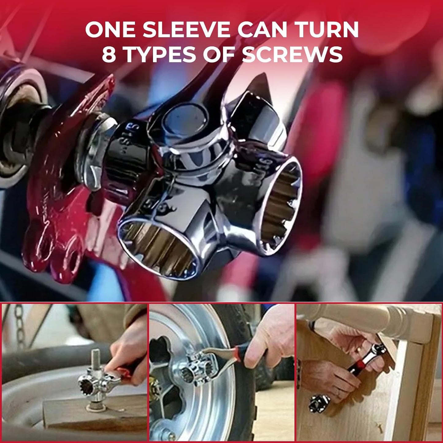 🔧 8-in-1 Universal Socket Wrench – 360° Rotating Tool
