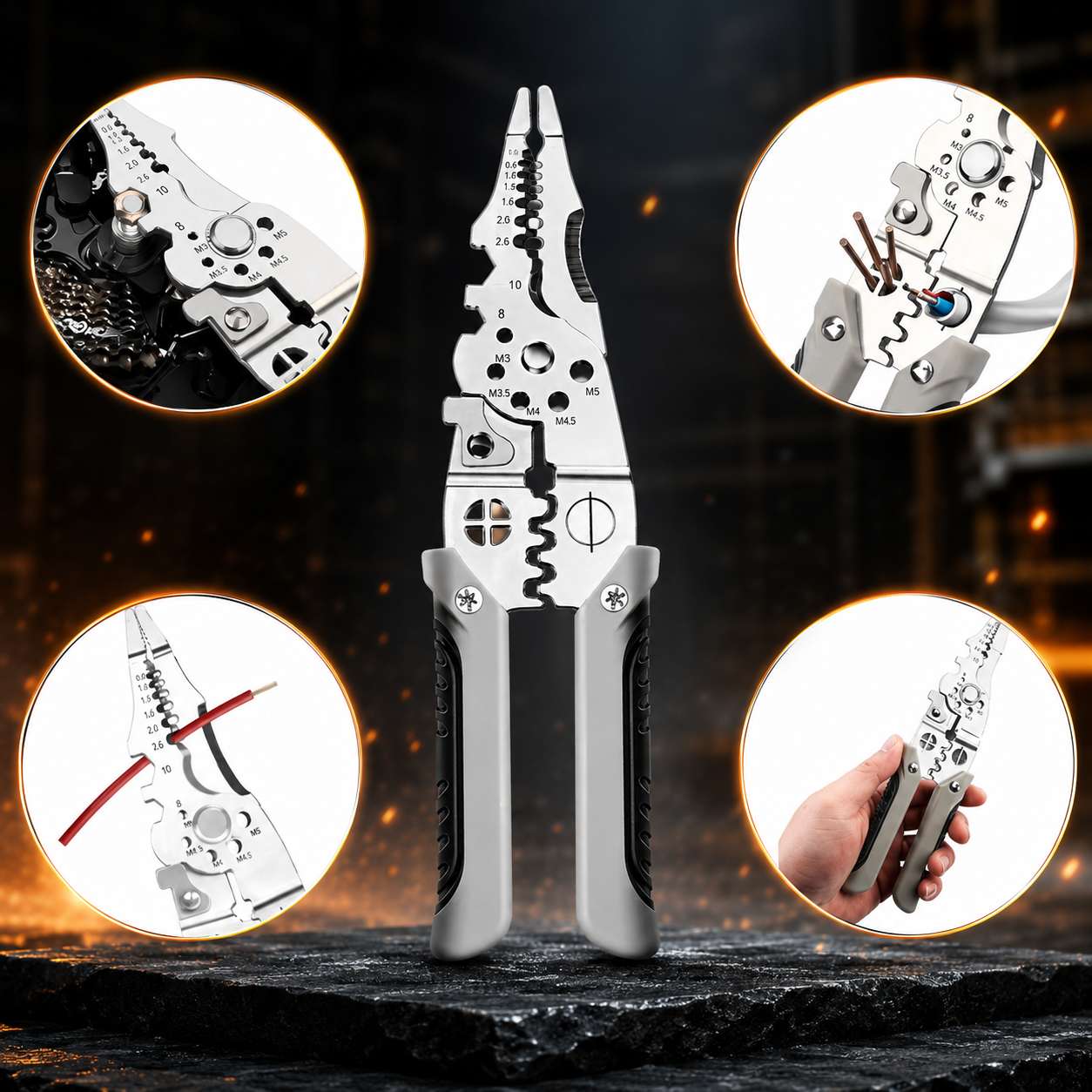 (Free Delivery) Multifunctional Wire Stripper Crimper Cable Cutter 🧰