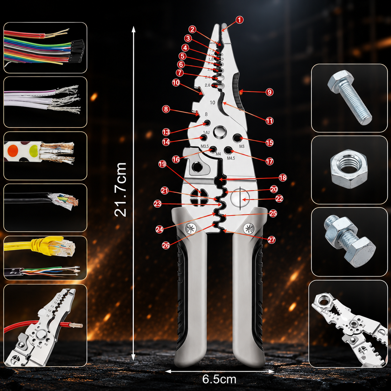(Free Delivery) Multifunctional Wire Stripper Crimper Cable Cutter 🧰