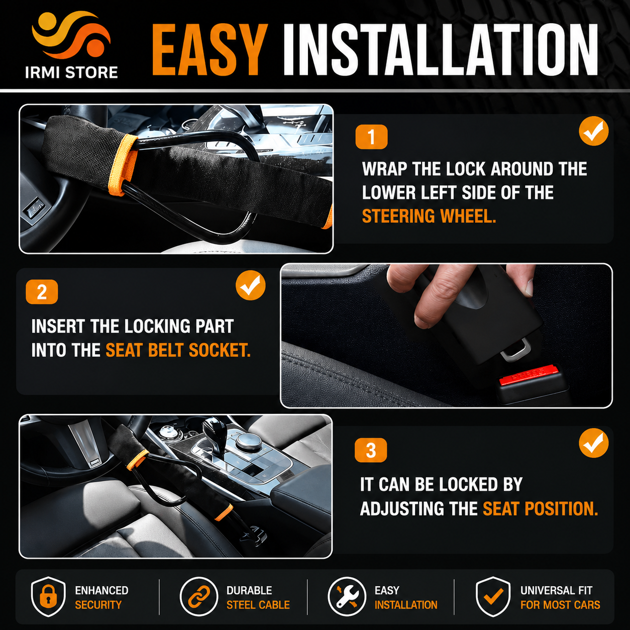(Free Delivery) Heavy Duty Car Handbrake Anti-Theft Lock