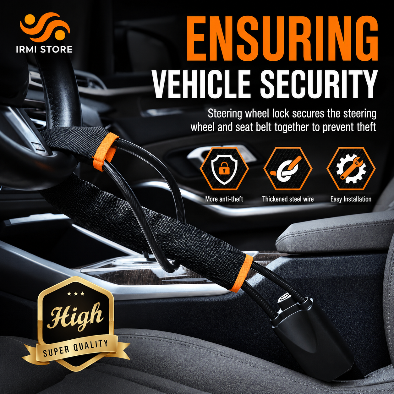 (Free Delivery) Heavy Duty Car Handbrake Anti-Theft Lock