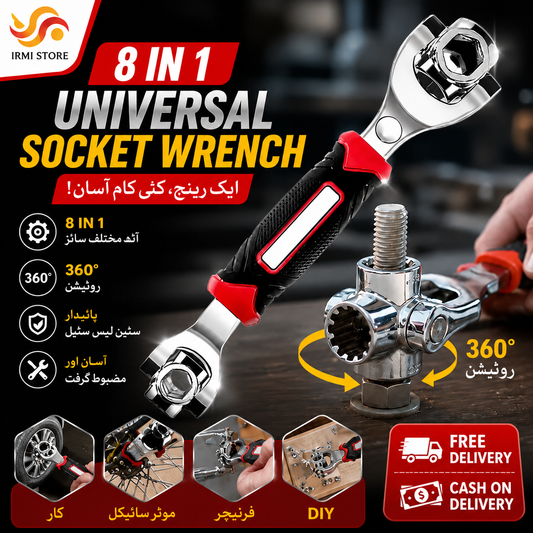(Free Shipping)🔧 8-in-1 Universal Socket Wrench – 360° Rotating Tool