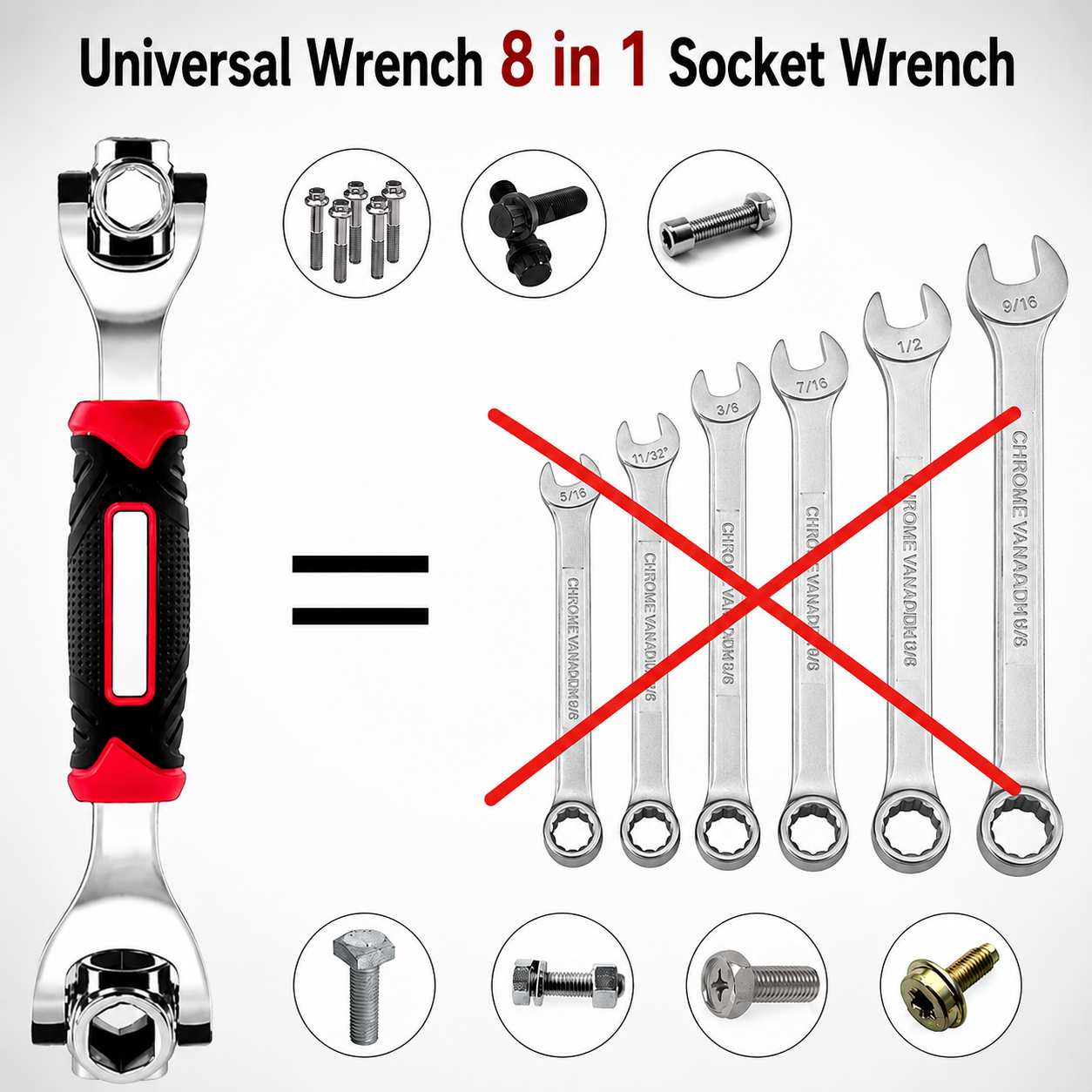 (Free Shipping)🔧 8-in-1 Universal Socket Wrench – 360° Rotating Tool