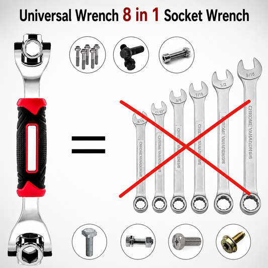 (Free Shipping)🔧 8-in-1 Universal Socket Wrench – 360° Rotating Tool