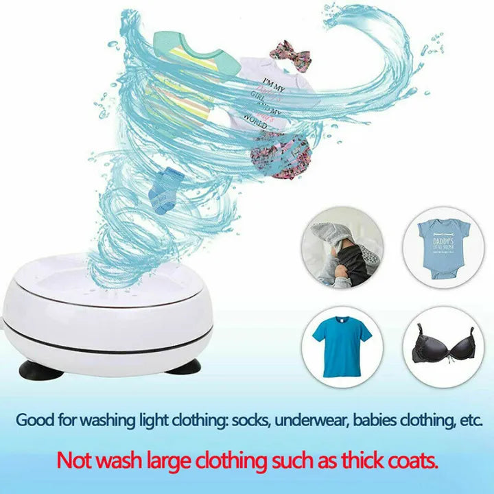(Free Delivery) Mini Portable Ultrasonic Turbine Washing Machine